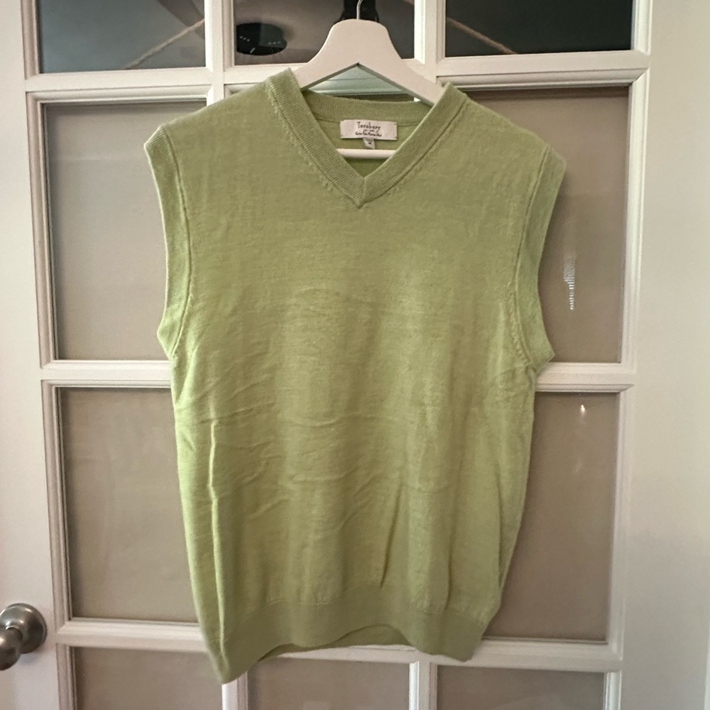 Sage Green V-Neck Knit Sweater Vest